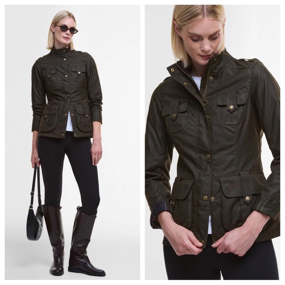 Barbour Winter Defence Waxed Jacket in Classic Olive - Picture 1 of 14